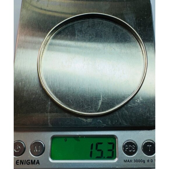 Vintage Estate Sterling Silver Bangle Bracelet 3.98mm Stackable, 15.3 Grams - Picture 7 of 8